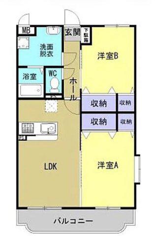 セントラルコーポ銚子(2LDK/2階)の間取り写真