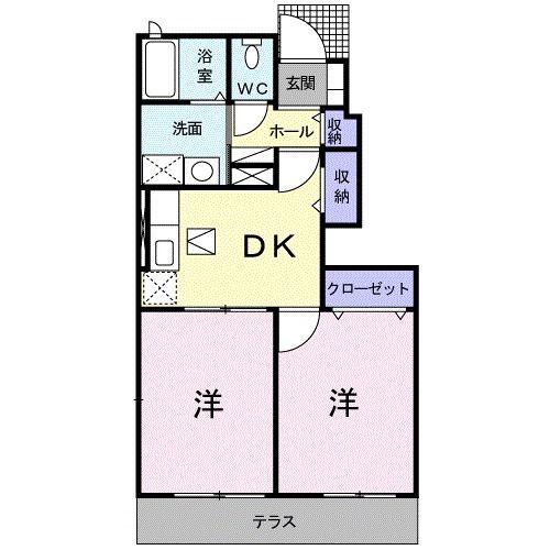 ビームズ(2DK/1階)の間取り写真