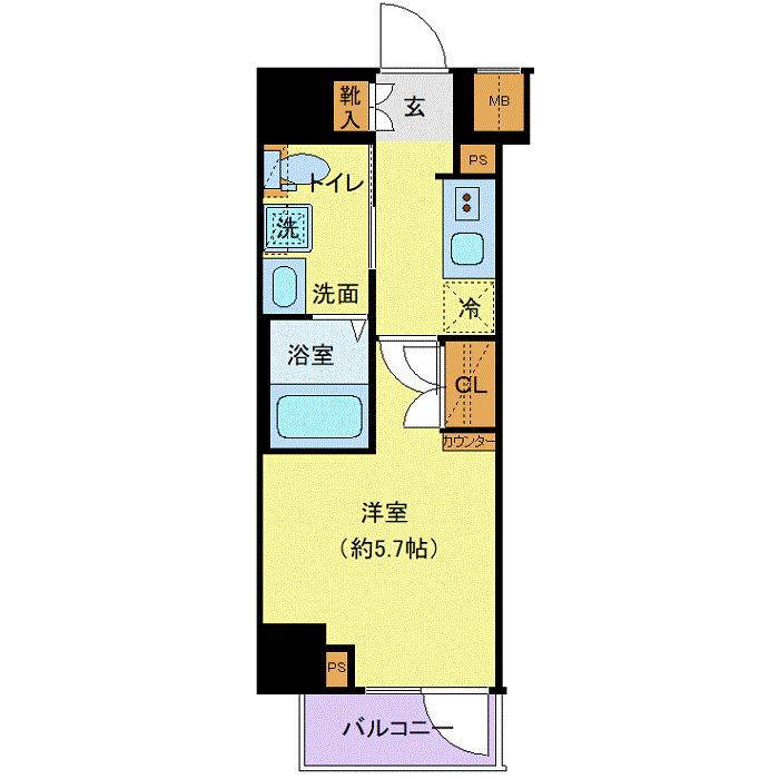 クレヴィスタ横浜関内(1K/2階)の間取り写真