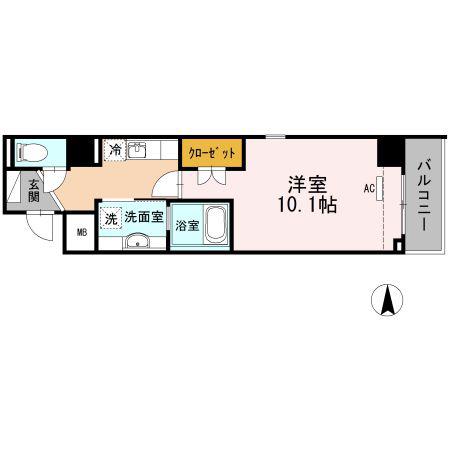 グランディーノ早稲田(1K/3階)の間取り写真