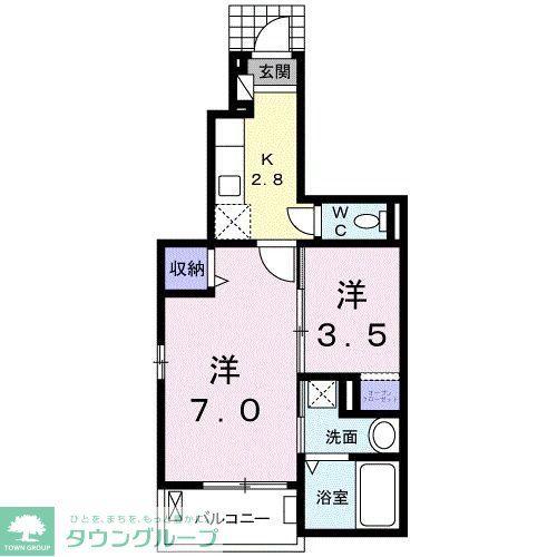 ルストパラディI(1SK/1階)の間取り写真
