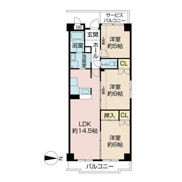 ロイヤルメゾン羽衣(3LDK/5階)の間取り写真
