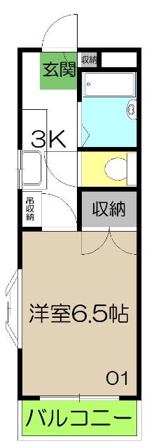 ピュア高須II(1K/2階)の間取り写真