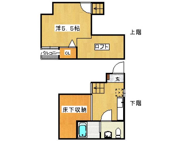 コンフォートベネフィス住吉I(1K/2階)の間取り写真