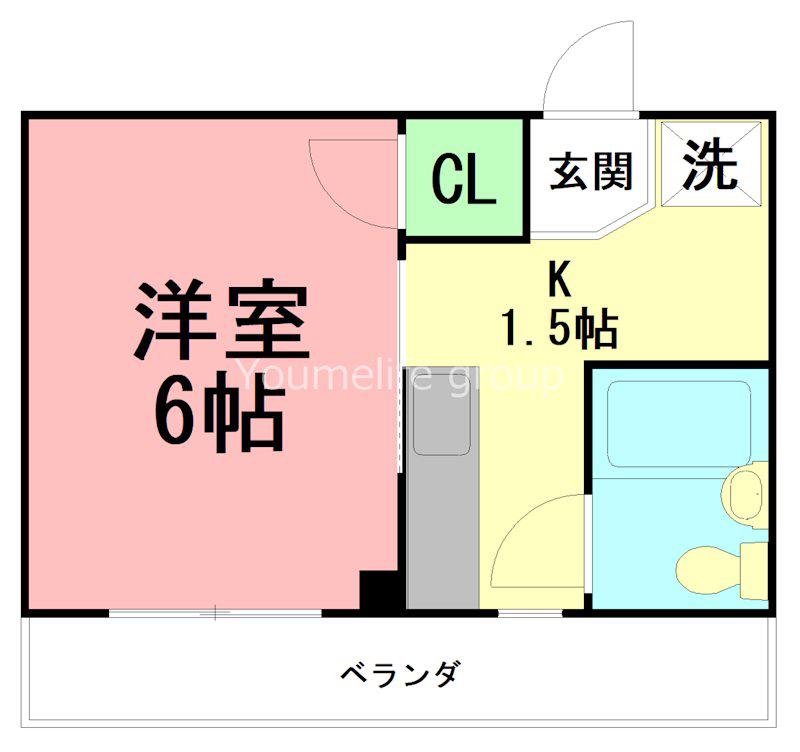 西海岸ハイツ(1K/3階)の間取り写真