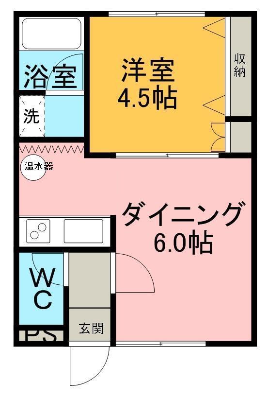 コーポ・オリーブ1(1DK/1階)の間取り写真