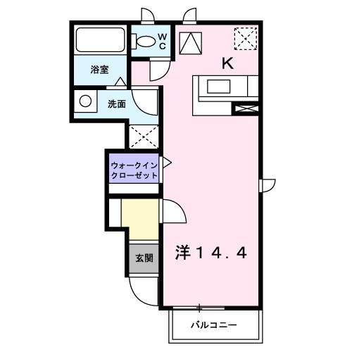 サウス郡家A(ワンルーム/1階)の間取り写真