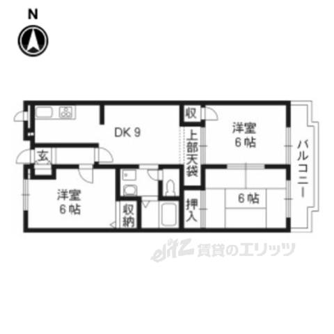 サニーコート星ヶ丘(3DK/4階)の間取り写真