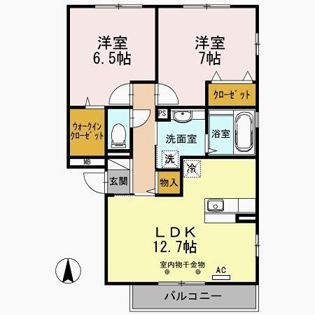 レガリア(2LDK/3階)の間取り写真