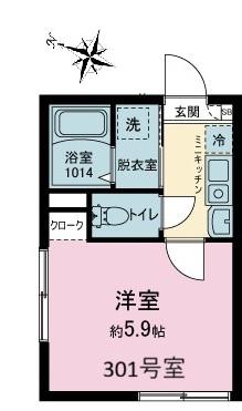 ベステージ鎌倉坂ノ下(1K/3階)の間取り写真