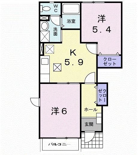 メゾン旭台 C(2K/1階)の間取り写真