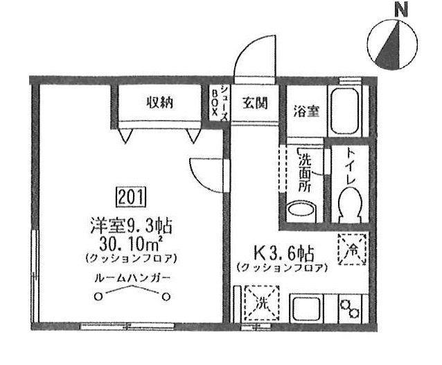 ソレイユ(1K/2階)の間取り写真