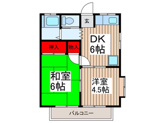森田ハイツ(2DK/2階)の間取り写真
