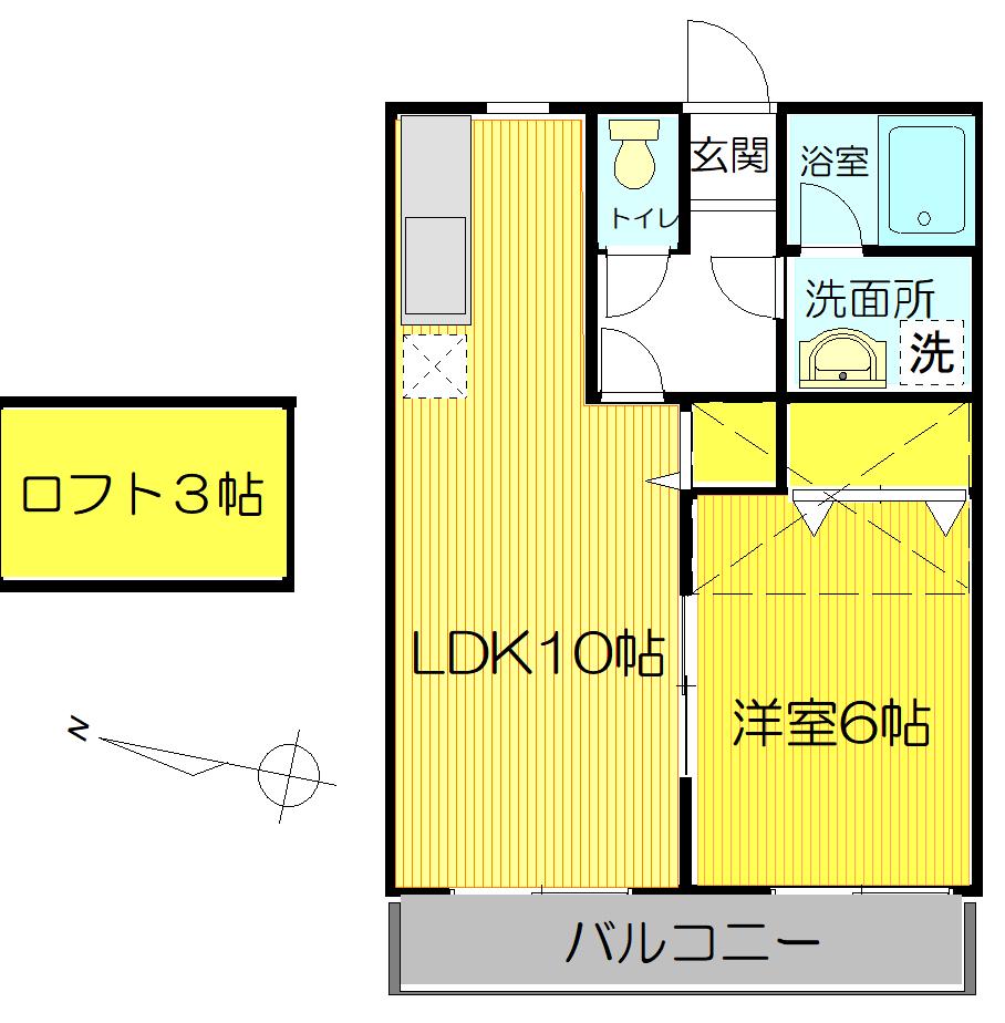 メゾンレーヴ(1LDK/2階)の間取り写真
