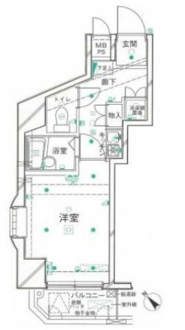 クレアシオン市ヶ谷西(1K/3階)の間取り写真