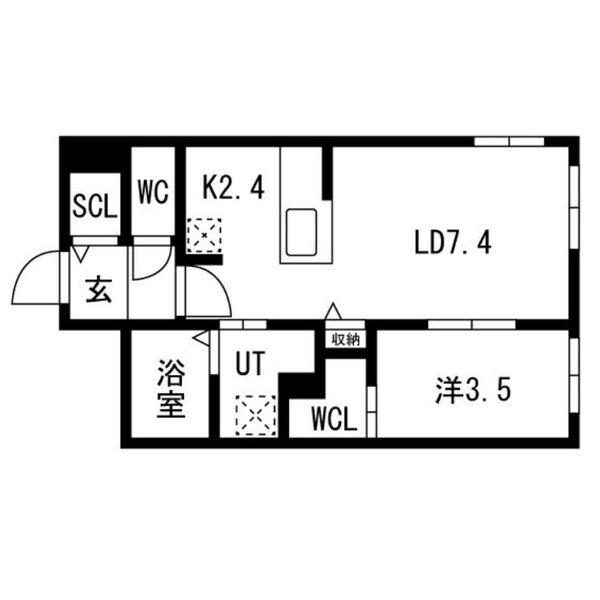 南4条西25丁目MS(1LDK/3階)の間取り写真