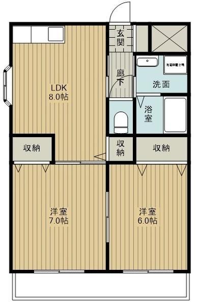 グランドール(2LDK/2階)の間取り写真