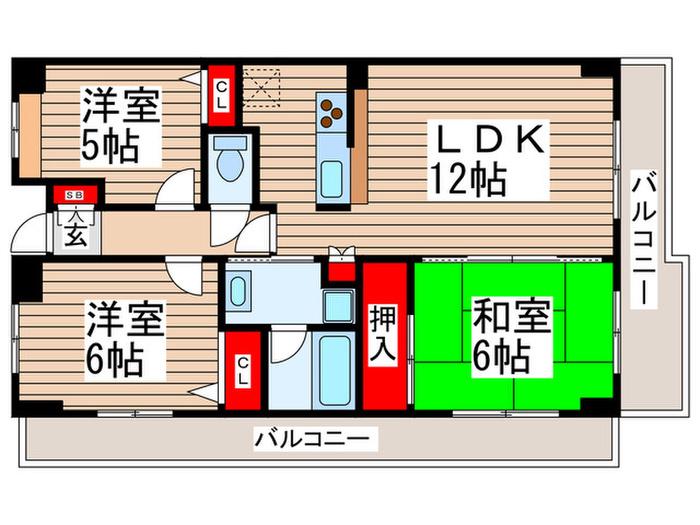 キャピタルステート(3LDK/6階)の間取り写真