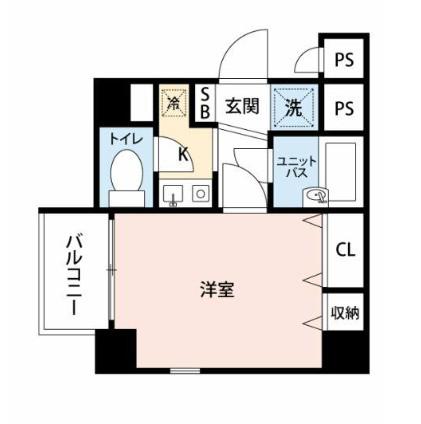 メインステージ三軒茶屋(1K/2階)の間取り写真