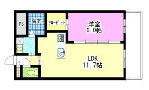 コンブリオ高柳(1LDK/1階)の間取り写真