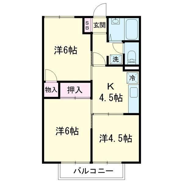 プレジールベア2(3DK/2階)の間取り写真