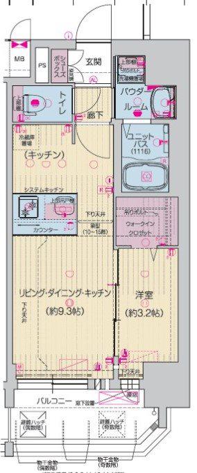 プレサンスNAGOYA覚王山(1LDK/11階)の間取り写真