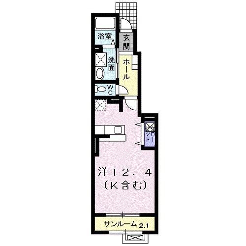 リファインドIII(ワンルーム/1階)の間取り写真