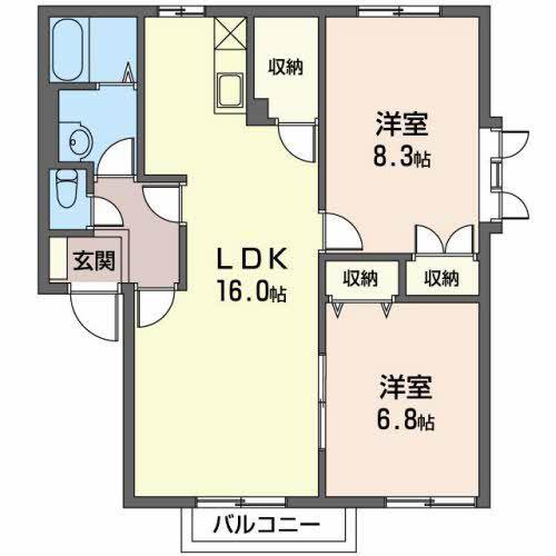 ディアスみやざわ(2LDK/1階)の間取り写真