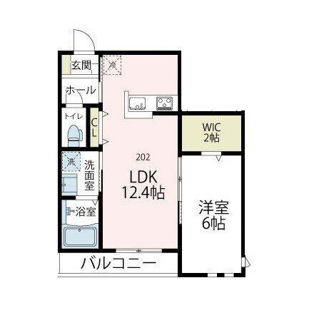 ブルーム武蔵中原(1LDK/2階)の間取り写真