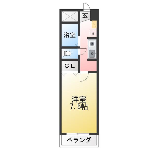 ホワイトリバー202(1K/4階)の間取り写真