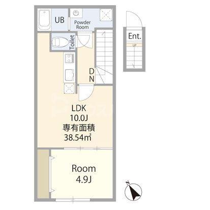 エテルノヴァローレ一之江(1LDK/2階)の間取り写真