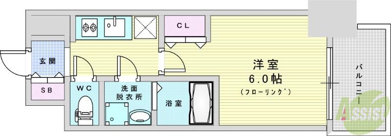 エスリード新大阪ザ・プレミアイースト(1K/13階)の間取り写真