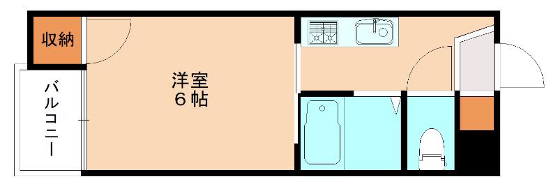 シャトレ天神II(1K/4階)の間取り写真