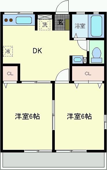 シティハイム仙の宮A(2DK/1階)の間取り写真
