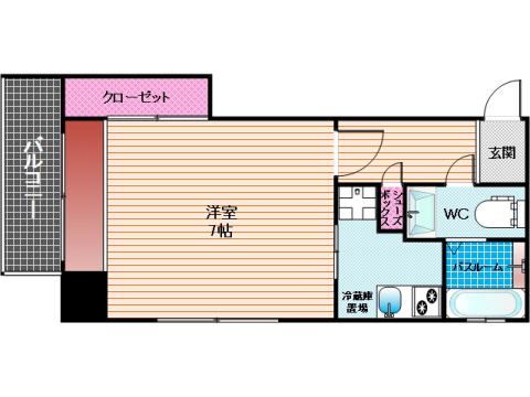 エステートモア高宮通(1K/4階)の間取り写真