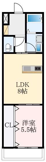ノイヴェル新堂(1LDK/2階)の間取り写真