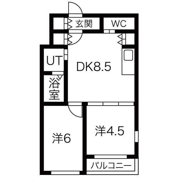 MUSES花園本町(2DK/3階)の間取り写真