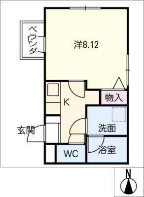 桜ヒルズ(1K/4階)の間取り写真