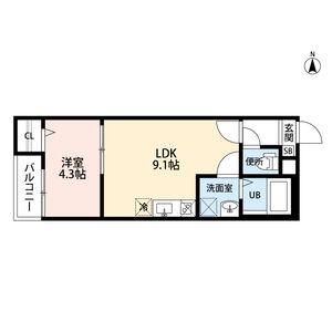 LUCE(1LDK/1階)の間取り写真