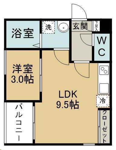REGALEST榴岡公園(1LDK/1階)の間取り写真
