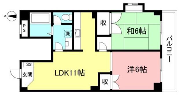 エクセルハイツ(2LDK/2階)の間取り写真