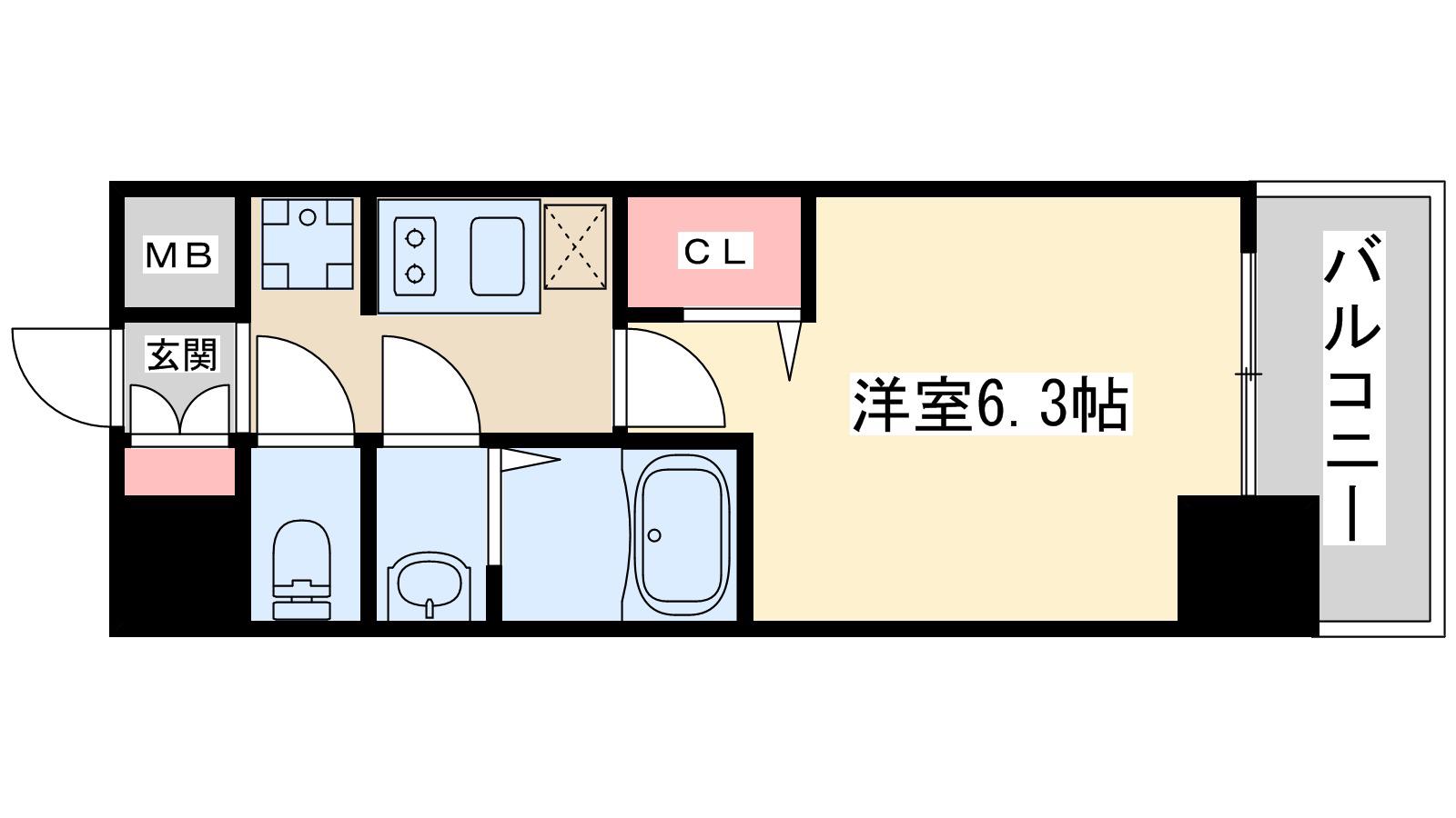 プレサンス新大阪イオリア(1K/5階)の間取り写真