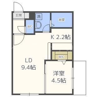 グランフィーノ福住(1LDK/4階)の間取り写真