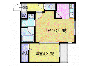REVE新札幌(1LDK/2階)の間取り写真