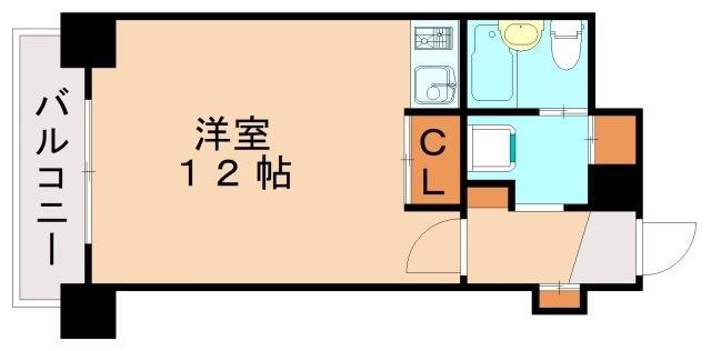 イーグル祇園伍番館(1K/9階)の間取り写真