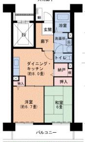 ルネシティ脇浜町第2 7号棟(2DK/5階)の間取り写真