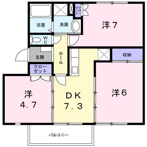 ひよこハイツII(3DK/2階)の間取り写真