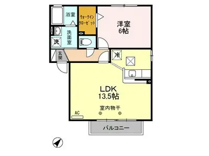 ウェルセレクションウエスト館(1LDK/1階)の間取り写真
