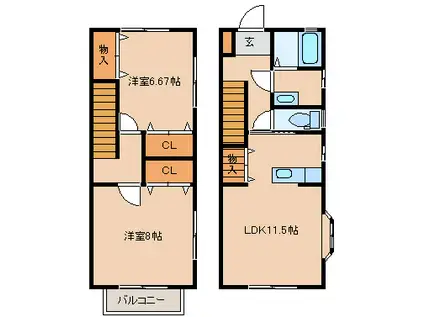 ウントエーゼA(2LDK/1階)の間取り写真
