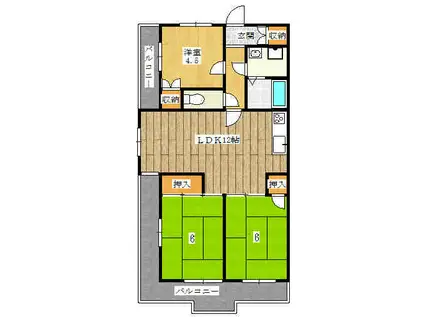 グランドハイツ東神足(3LDK/2階)の間取り写真